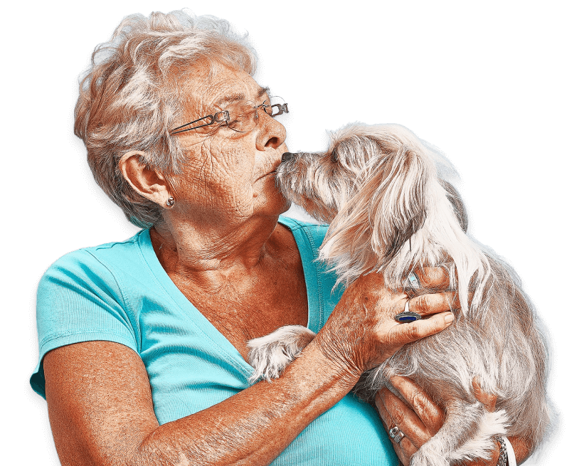 elderly lady and dog