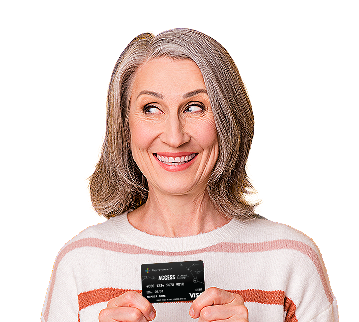 elderly lady with Alignment black card